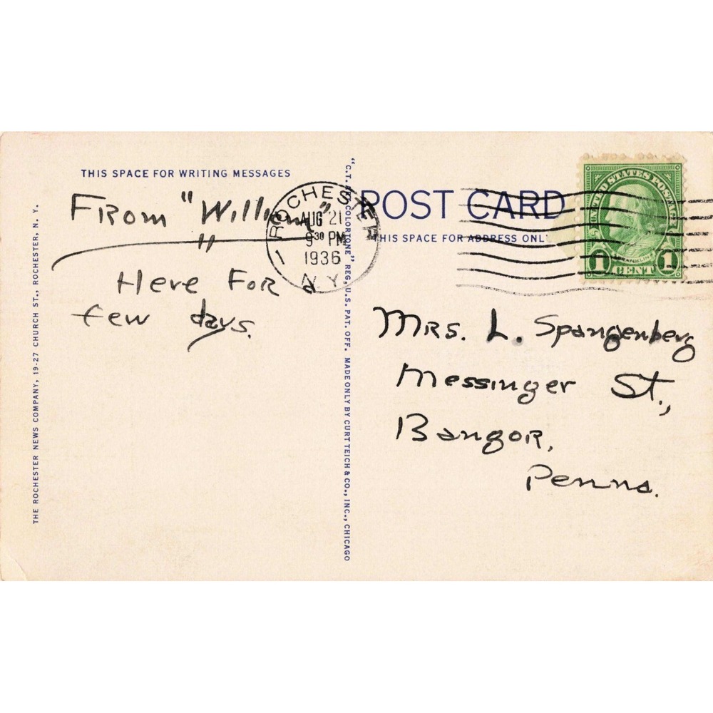 Vintage 1936 Charlotte Harbor Rochester NY Linen Postcard Port of Rochester NYNM - Picture 2 of 2